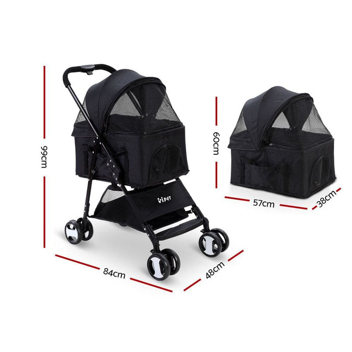 I.pet Pet Stroller Dog Carrier Foldable Pram 3 In 1 Middle