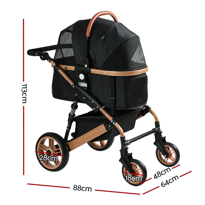 Pet Dog Stroller Pram Large Cat Carrier Travel Pushchair