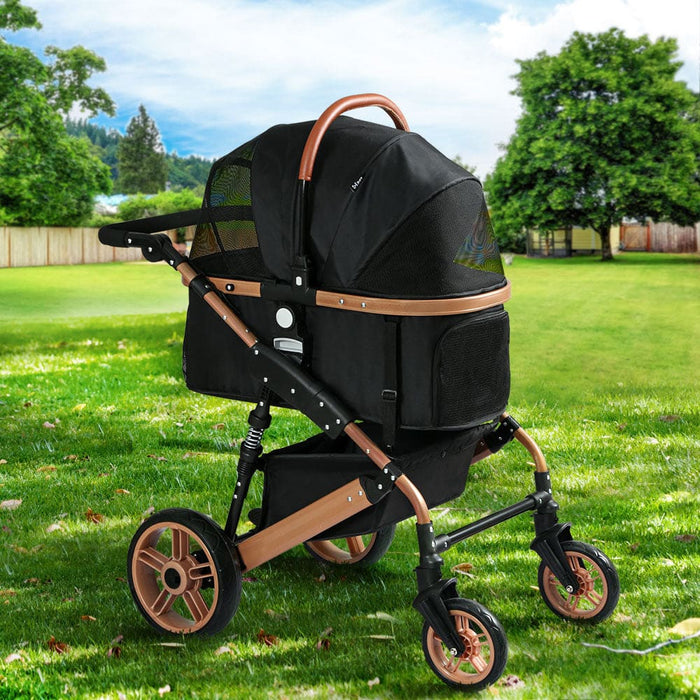 Pet Dog Stroller Pram Large Cat Carrier Travel Pushchair