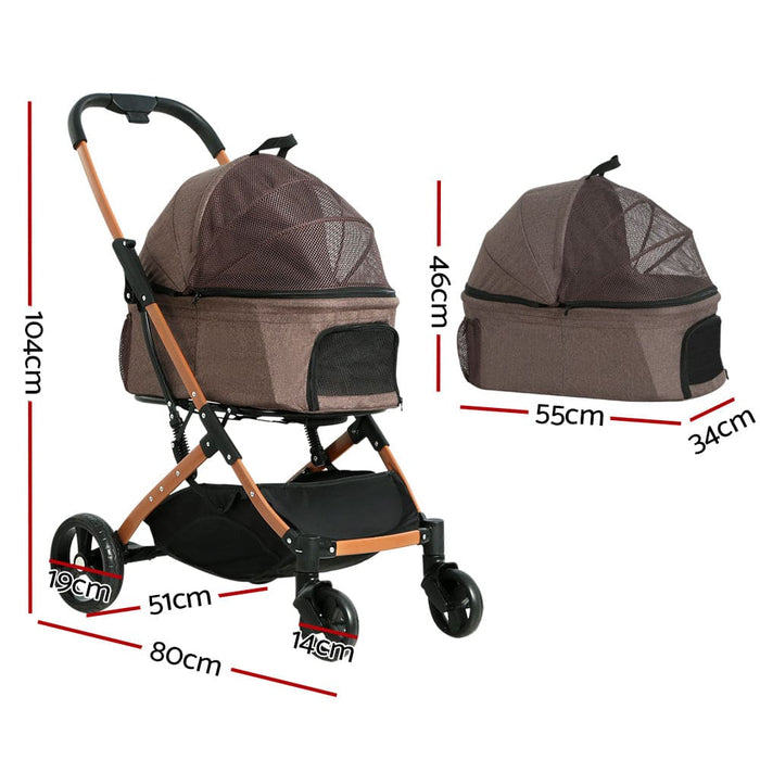 Pet Stroller Dog Pram Large Cat Carrier Travel Pushchair