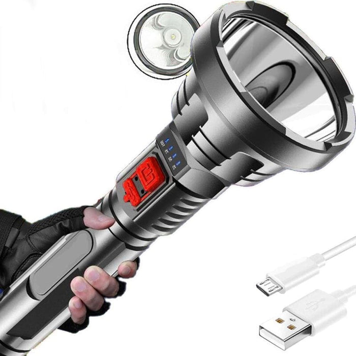 Big Strong Light Led Flashlight Usb Rechargeable Tactical