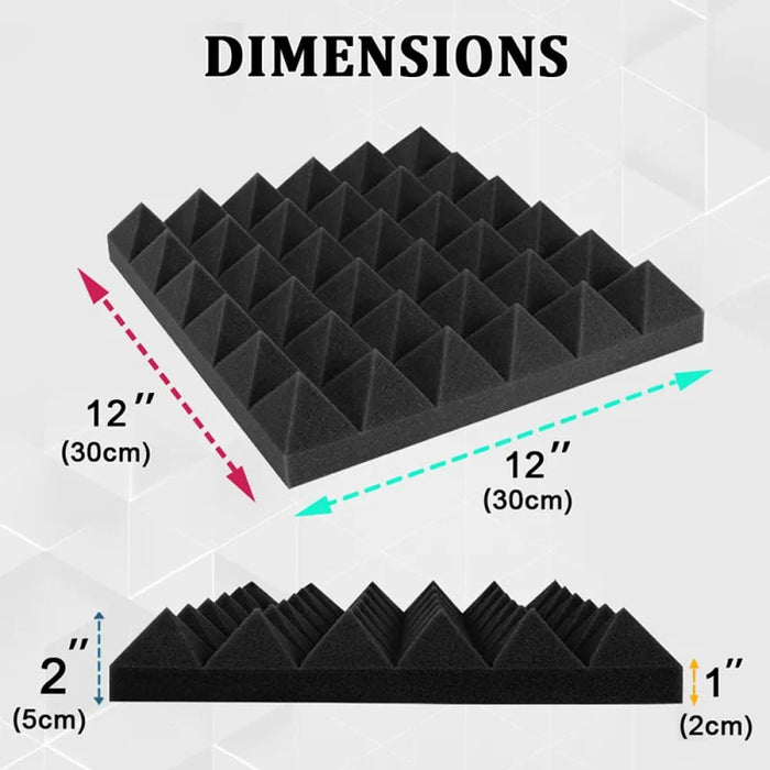 Studio Acoustic Foam Panel 6 12 24 Pcs Sound Insulation