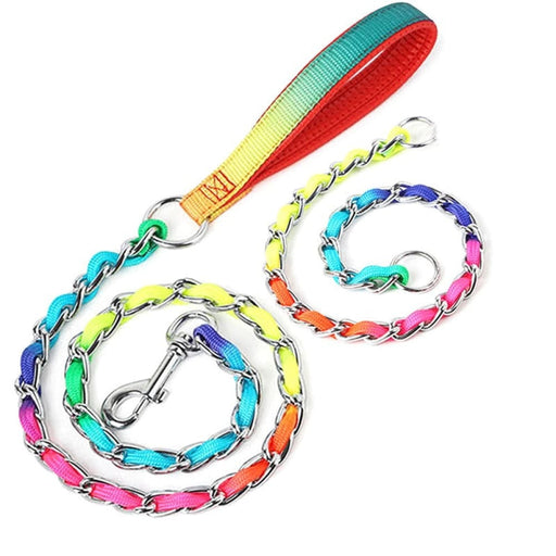 Sturdy Stainless Steel Metal Chain Dog Collar Lead Set