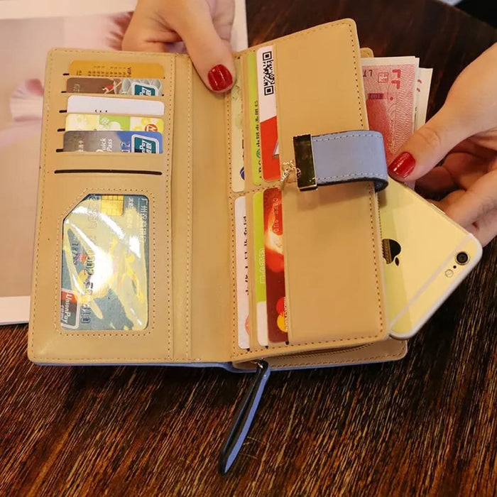 Stylish Pu Leather Wallet For Women Gold Hollow Leaves