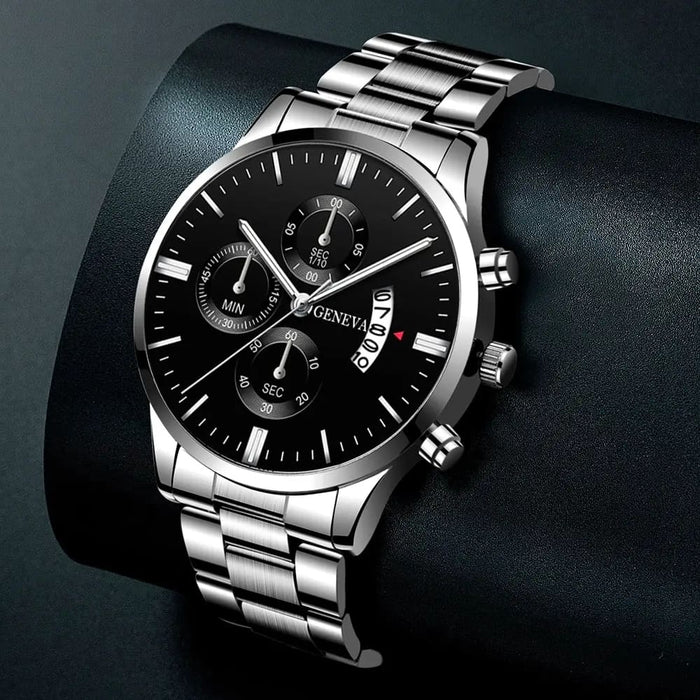 Stylish Silver Stainless Steel Quartz Wrist Watch For Men