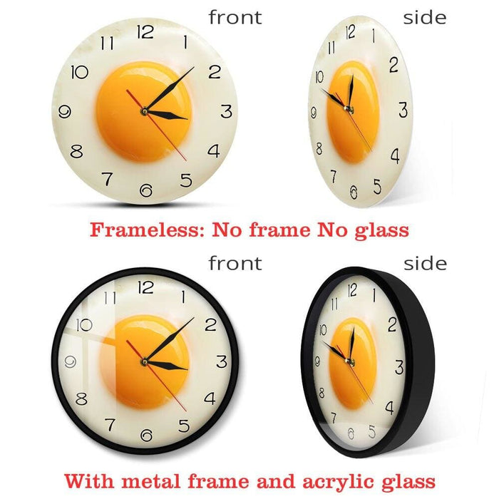 Sunny Side Up Fried Egg Kitchen Wall Clock 3d Flat Design