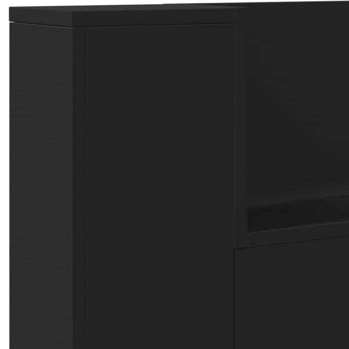 Super King Size Headboard Cabinet With Led Black