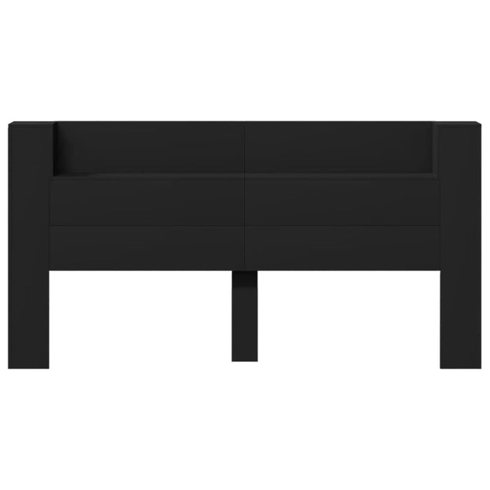 Super King Size Headboard Cabinet With Led Black