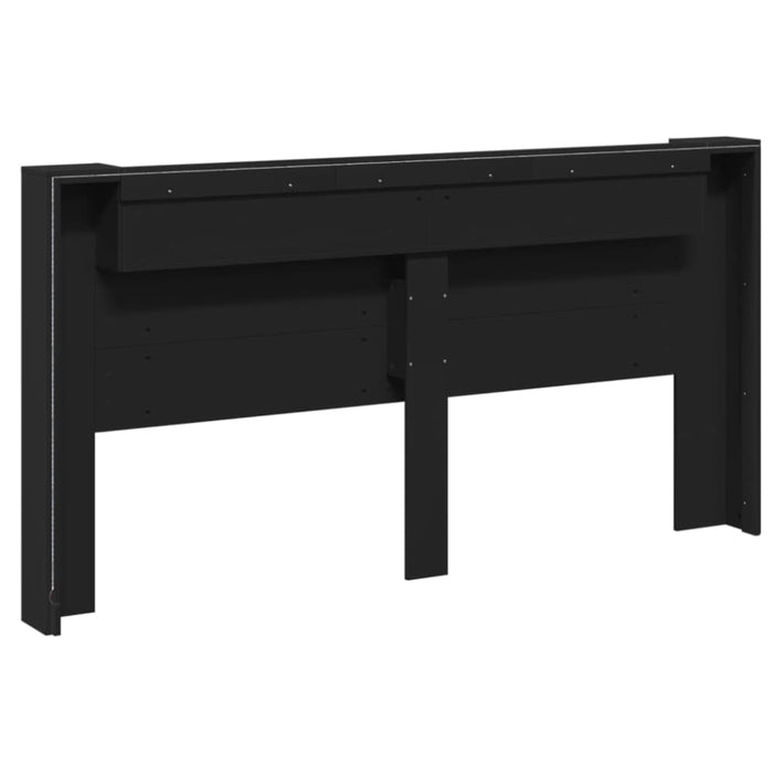 Super King Size Headboard Cabinet With Led Black