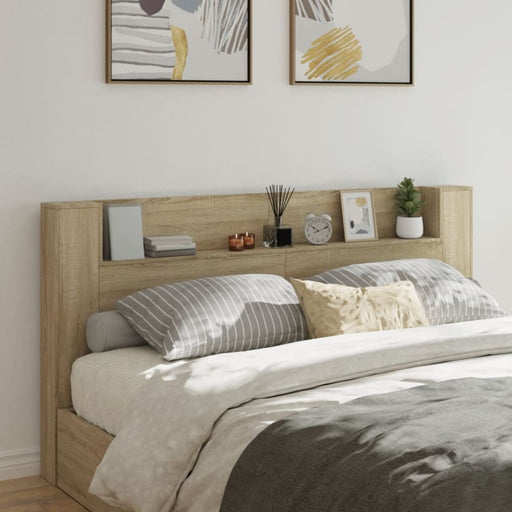 Super King Size Headboard Cabinet With Led Sonoma Oak