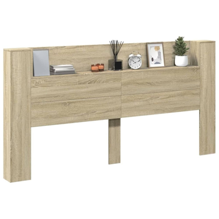 Super King Size Headboard Cabinet With Led Sonoma Oak