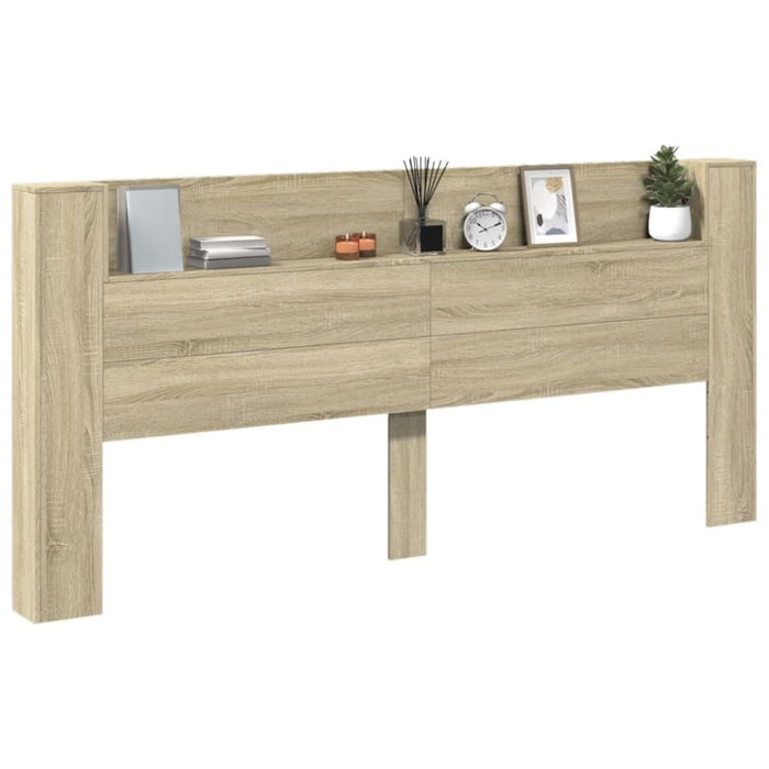 Super King Size Headboard Cabinet With Led Sonoma Oak