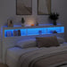 Super King Size Headboard Cabinet With Led White 220x17x102