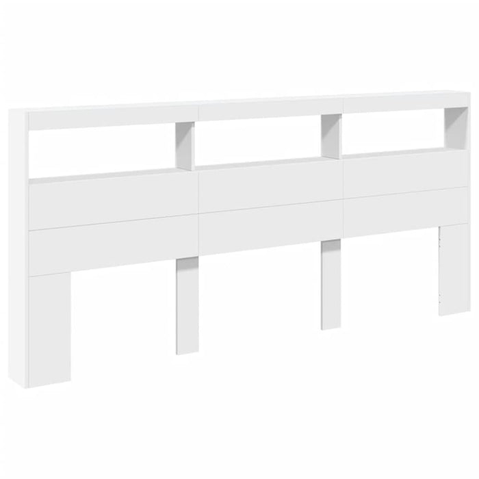 Super King Size Headboard Cabinet With Led White 220x17x102