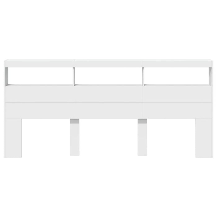 Super King Size Headboard Cabinet With Led White 220x17x102