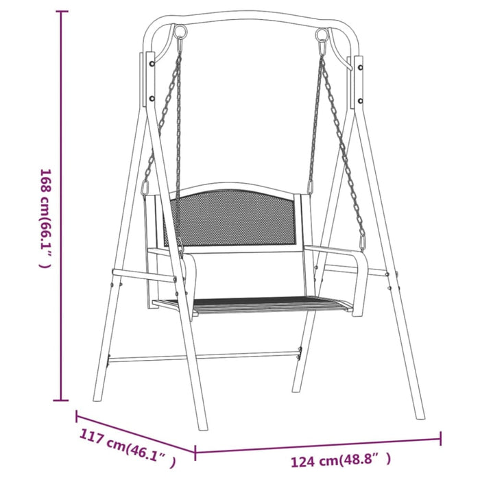 Swing Bench 124 Cm Black Steel Tonntx