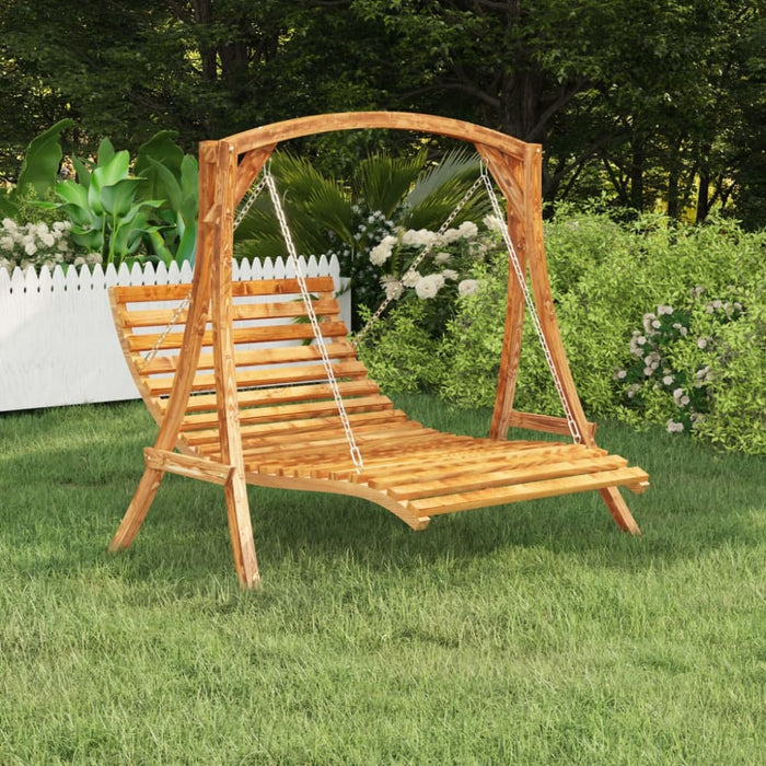 Swing Bed Solid Bent Wood With Teak Finish 143x120x65 Cm