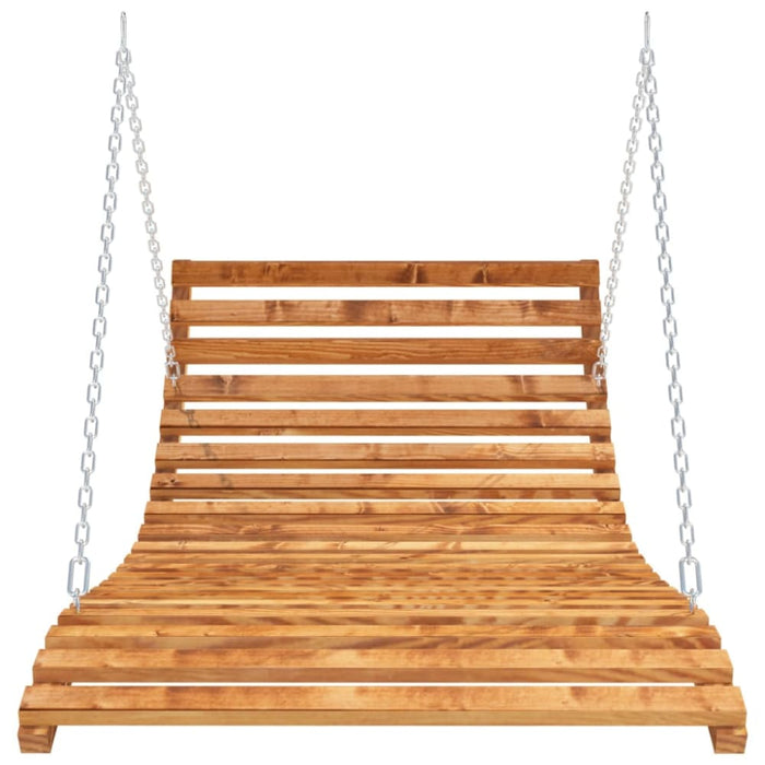 Swing Bed Solid Bent Wood With Teak Finish 143x120x65 Cm