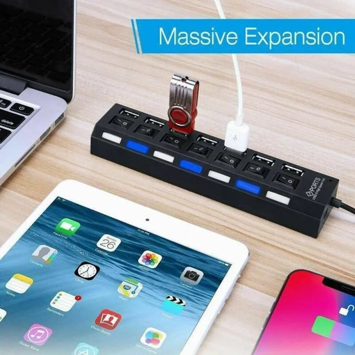 Usb Hub Switch 2.0 Adapter High Speed Multi 7 Ports