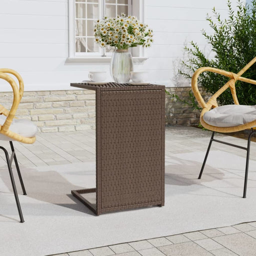 C Table Brown 40x35x60 Cm Poly Rattan Tokabi