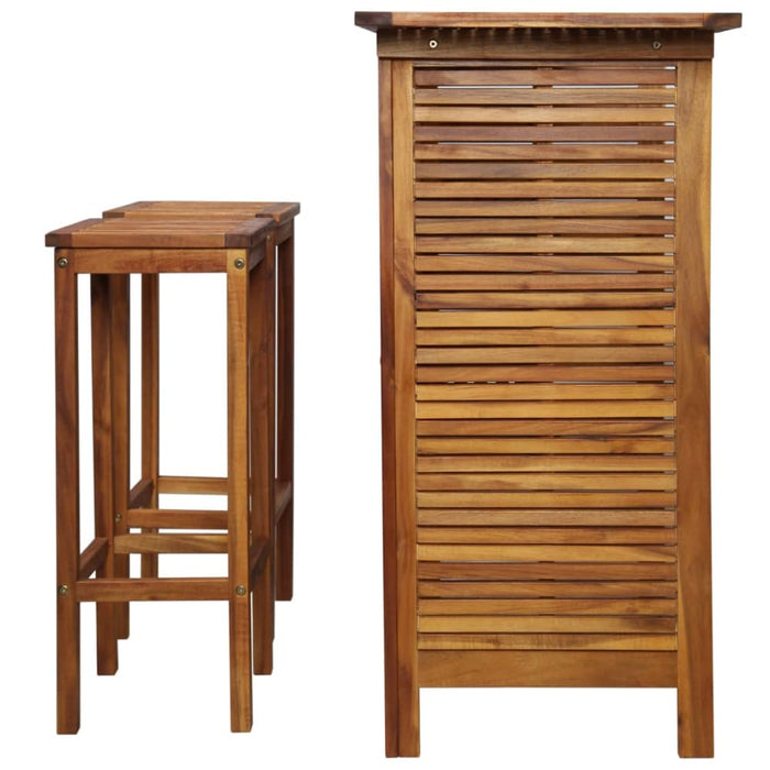 Bar Table And Chair Set 3 Pieces Solid Acacia Wood Aabbn