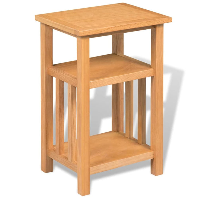 End Table With Magazine Shelf 27x35x55 Cm Solid Oak Wood