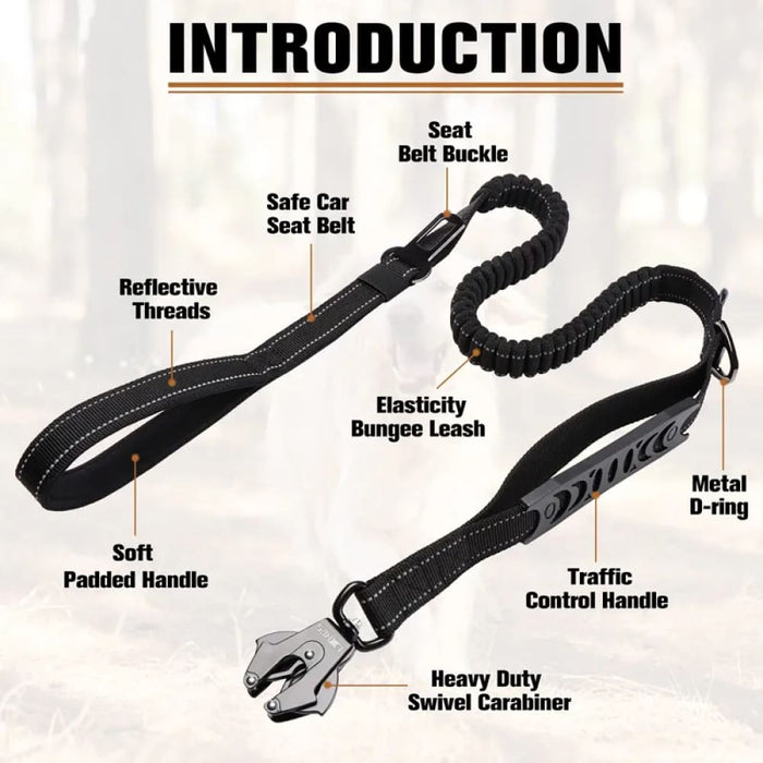 Tactical Dog Leash Heavy Duty Bungee Lead