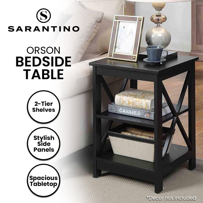 Orson 2-Tier Bedside Table - Black