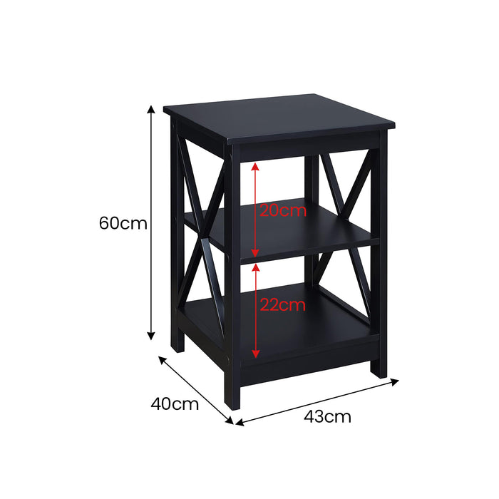 Orson 2-Tier Bedside Table - Black