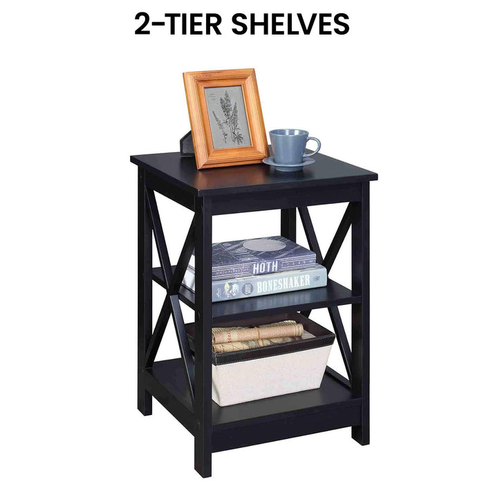 Orson 2-Tier Bedside Table - Black