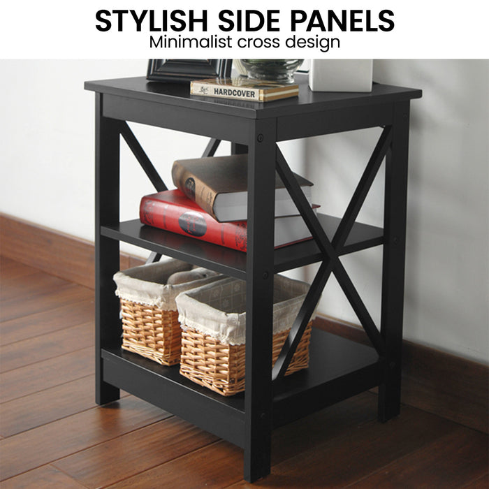 Orson 2-Tier Bedside Table - Black