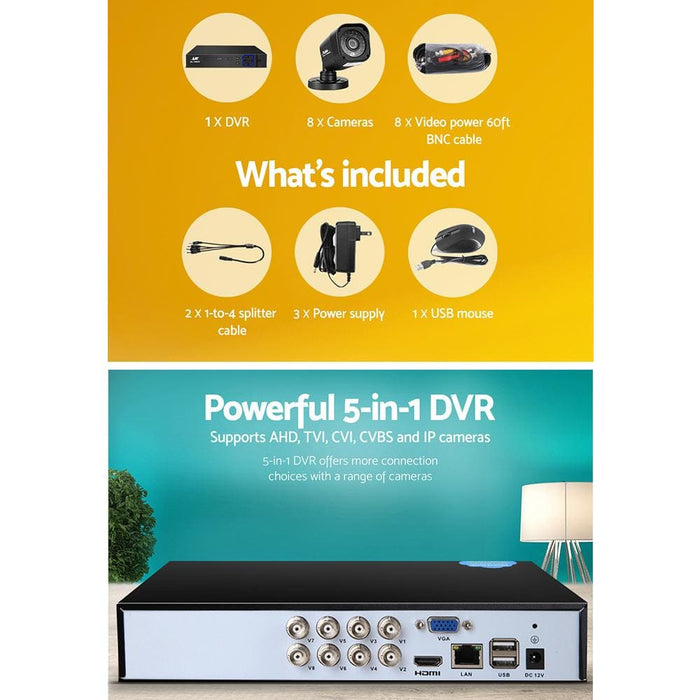 Ul-tech 8ch 5 In 1 Dvr Cctv Security System Video Recorder