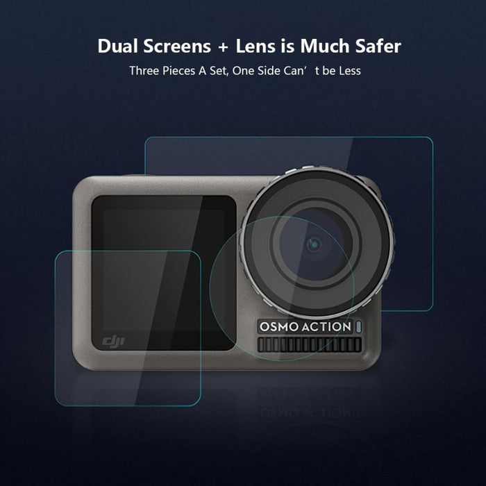 Tempered Glass Film For Dji Action Lens Front And Back Lcd