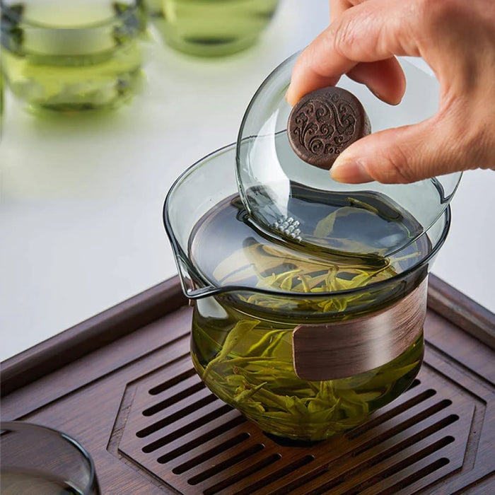 Thick Glass Tureen Teapot Set For Puer Oolong Tea