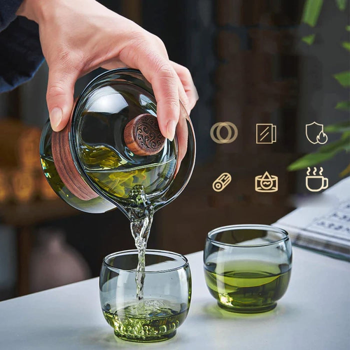 Thick Glass Tureen Teapot Set For Puer Oolong Tea