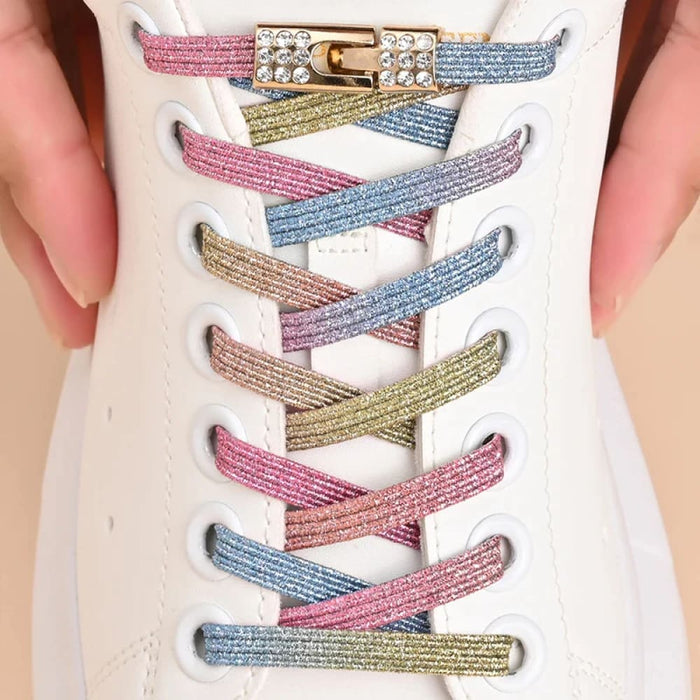 No Tie Elastic Shoelaces With Diamond Buckle