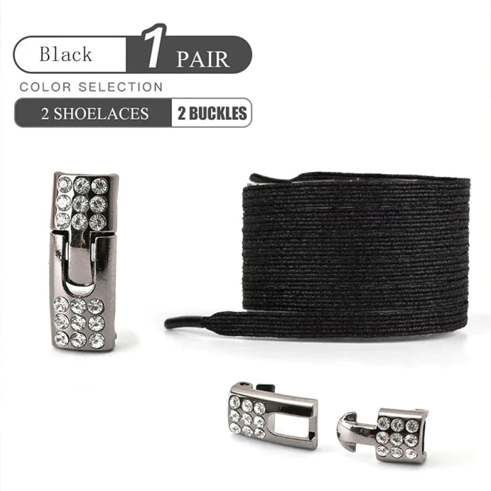 No Tie Elastic Shoelaces With Diamond Buckle