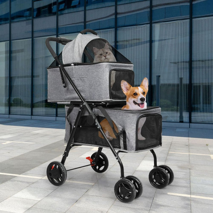 Goslash Picks Two-tier Pet Stroller Double Dog Pram Cat