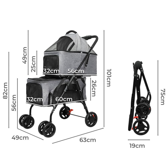 Goslash Picks Two-tier Pet Stroller Double Dog Pram Cat