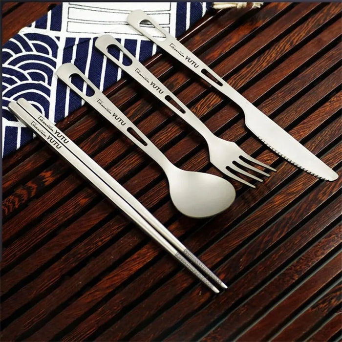 Titanium Tableware Set Frosted Knife Fork Spoon Chopsticks