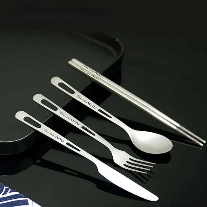 Titanium Tableware Set Frosted Knife Fork Spoon Chopsticks