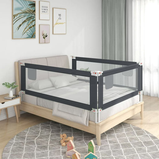 Toddler Safety Bed Rail Dark Grey 90x25 Cm Fabric Obxxp