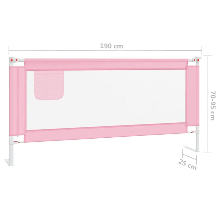 Toddler Safety Bed Rail Pink 190x25 Cm Fabric Obxbp