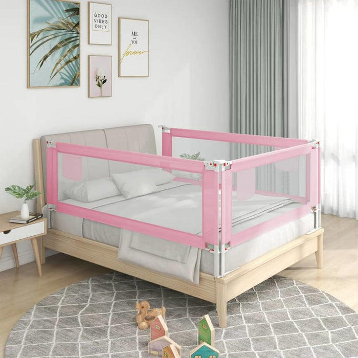 Toddler Safety Bed Rail Pink 190x25 Cm Fabric Obxbp