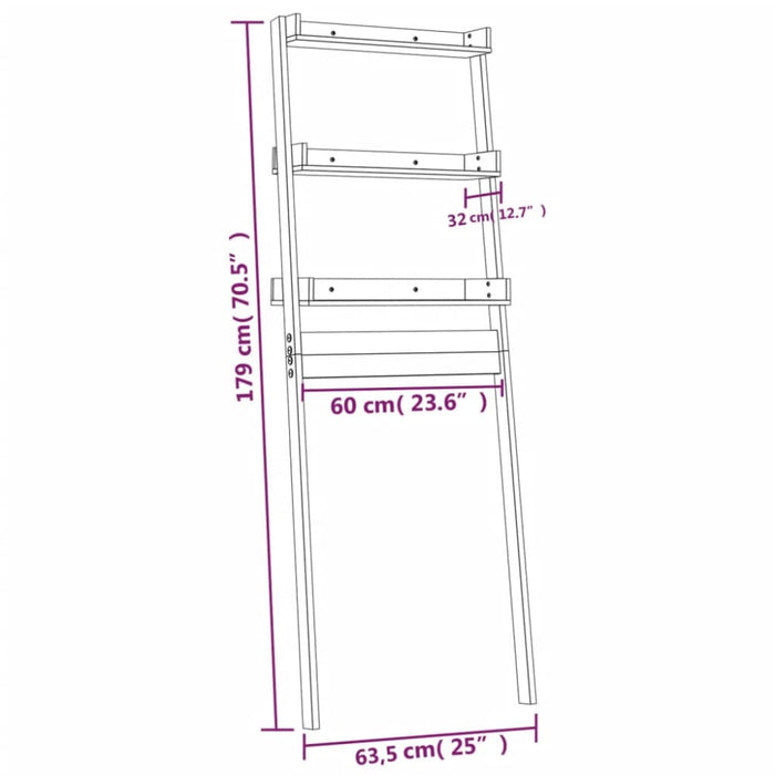 Toilet Rack 63.5x32x179 Cm Solid Wood Pine Nxalpt