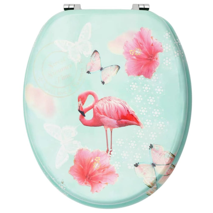 Wc Toilet Seat With Lid Mdf Flamingo Design Oalkbp