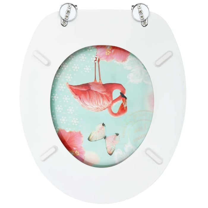 Wc Toilet Seat With Lid Mdf Flamingo Design Oalkbp