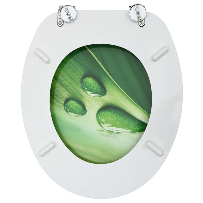 Wc Toilet Seat With Lid Mdf Green Water Drop Design Oalkbn