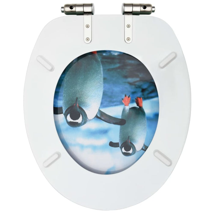 Wc Toilet Seat With Soft Close Lid Mdf Penguin Design Oalkoi