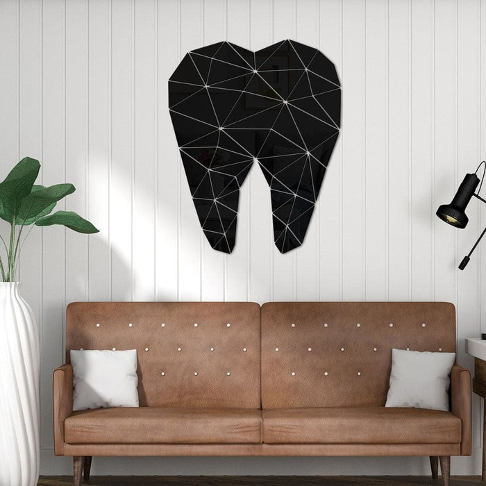 Tooth Shaped Acrylic Mirror Diy Stickers